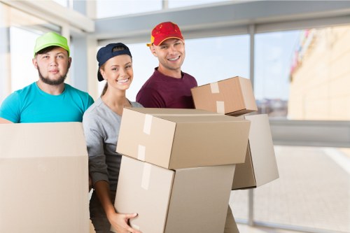 Packed boxes and household items ready for removals in Fulham