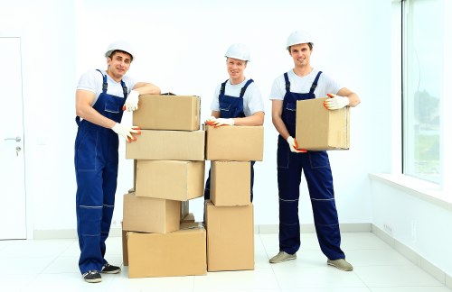 Boxes and furniture prepared for a local student move in Fulham