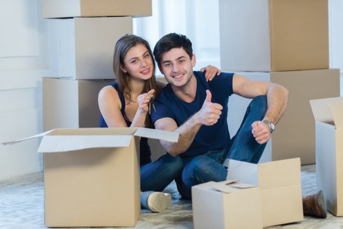 Business relocation with a removal truck in Fulham