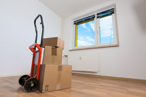 Office furniture and equipment prepared for relocation in Fulham