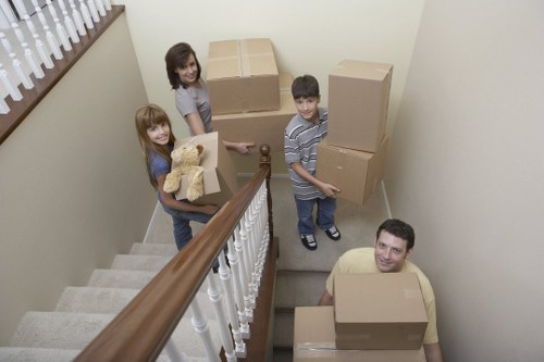 Home moving day with removal truck transport in Fulham